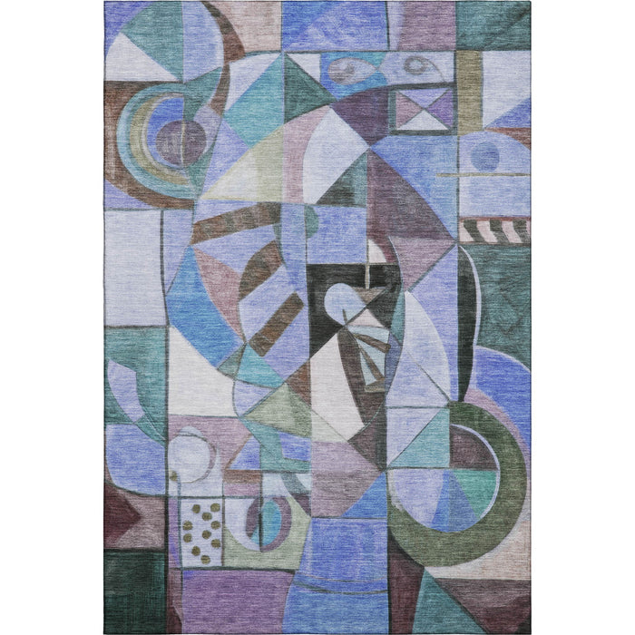 10' X 14' Abstract Washable Area Rug With UV Protection (700409) - Green / Blue / Ivory