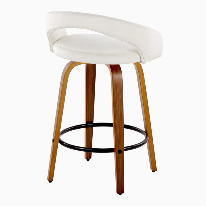 Grotto - 32.5" Upholstered Fixed-Height Counter Stool (Set of 2) - Walnut Wood Base