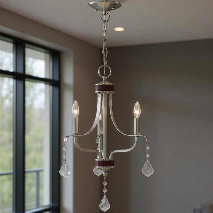 20" Three Light Dimmable Chandelier With Shades - Nickel