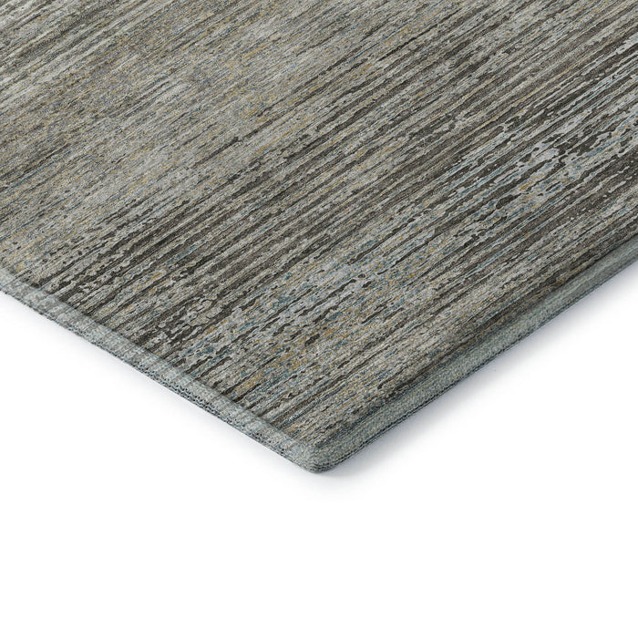 10' X 14' Striped Washable Area Rug With UV Protection (692649) - Taupe / Gray / Silver