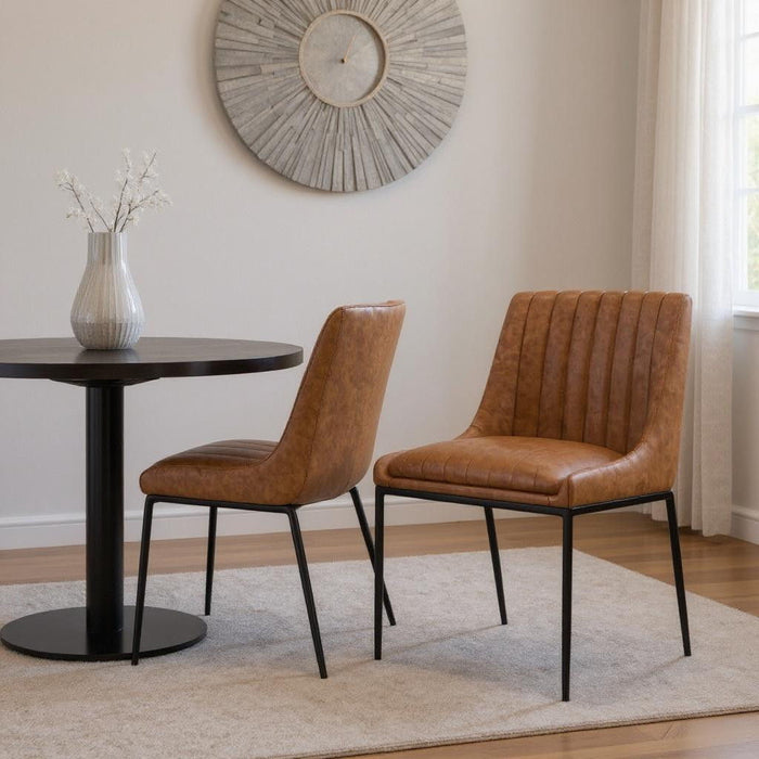 Wood Dining Parsons Chairs (Set of 2) - Tan / Black