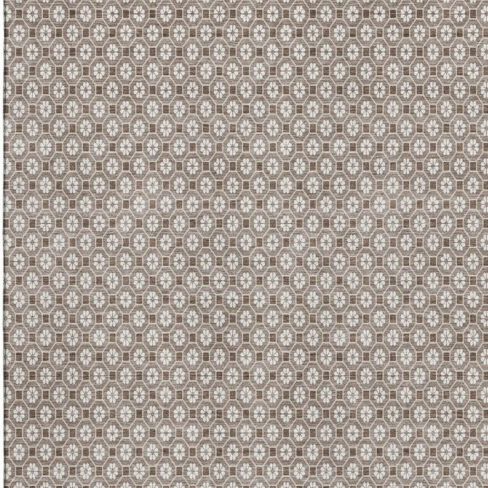 10' X 14' Geometric Washable Area Rug With UV Protection (693672) - Taupe / Brown / Ivory