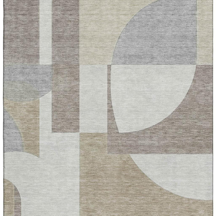 10' X 14' Abstract Geometric Washable Area Rug With UV Protection (697368) - Khaki / Beige / Gray