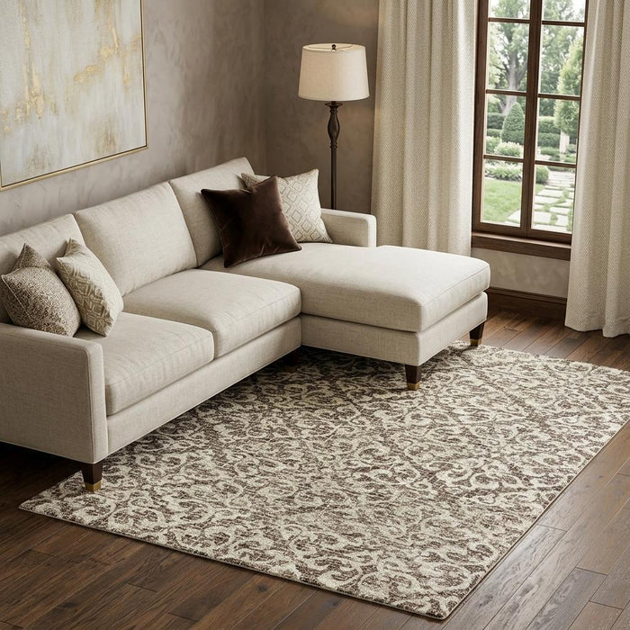 10' X 13' Wool Floral Hand Tufted Area Rug (576315) - Brown / Ivory