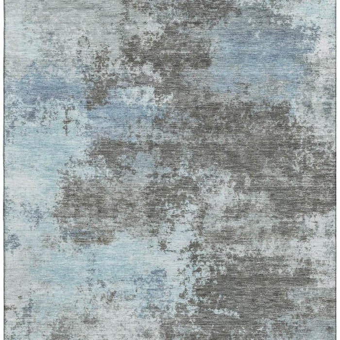 10' X 14' Abstract Washable Area Rug With UV Protection (716917) - Taupe / Sky Blue