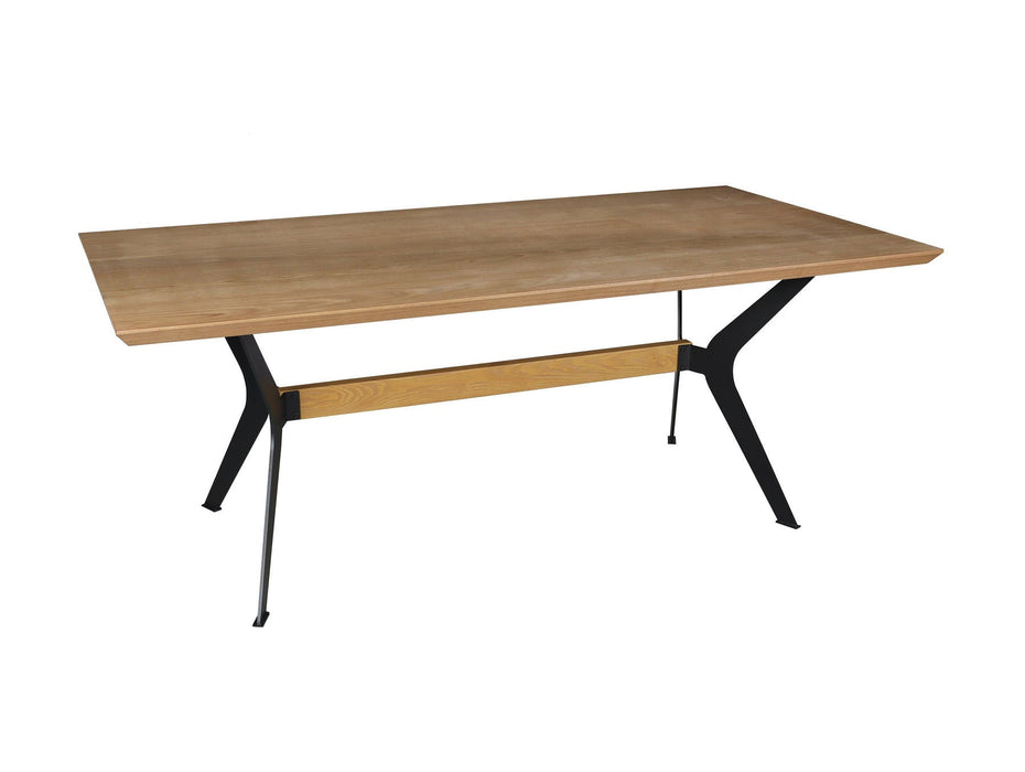 79" Wood And Metal Trestle Base Dining Table - Brown / Red