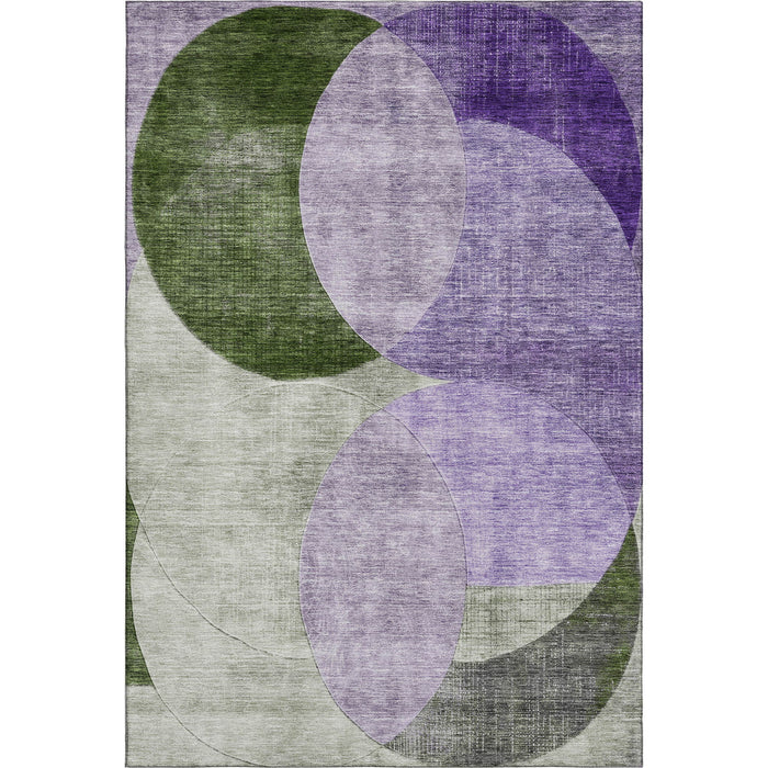 10' X 14' Geometric Washable Area Rug With UV Protection (686270) - Lavender / Green