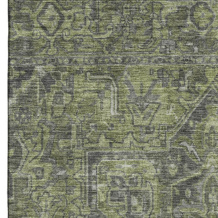 10' X 14' Medallion Distressed Washable Area Rug With UV Protection (649744) - Green / Gray