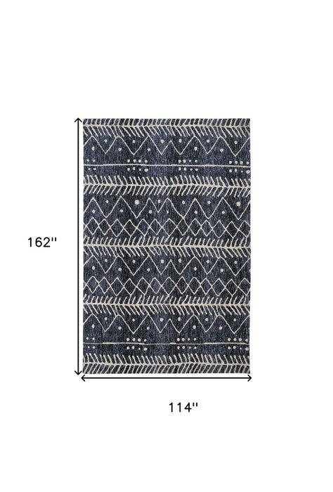 10' x 13' Striped Stain Resistant Area Rug - Blue And Ivory