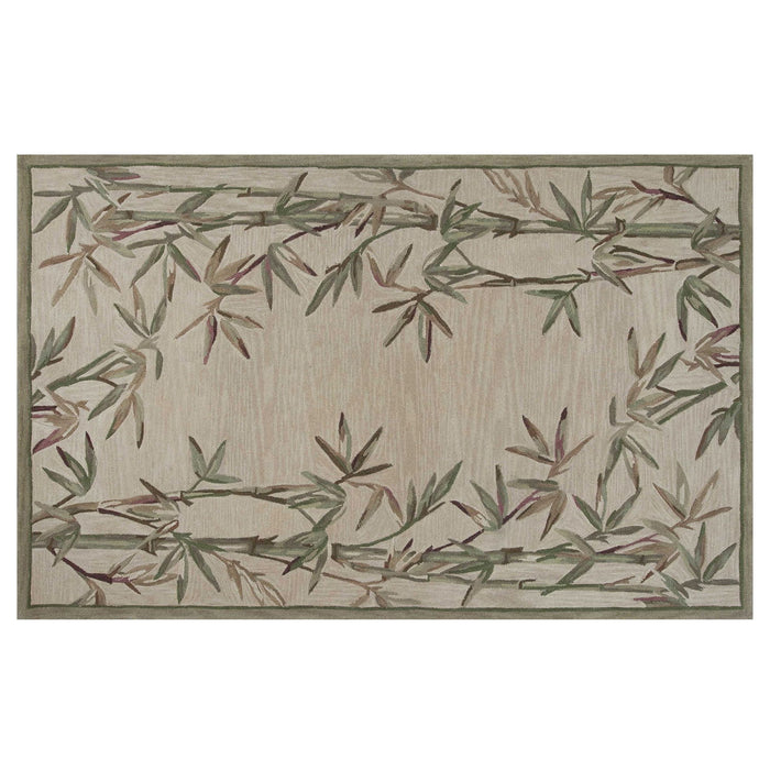 5' x 8' Hand Tufted Bordered Bamboo Indoor Area Rug - Ivory