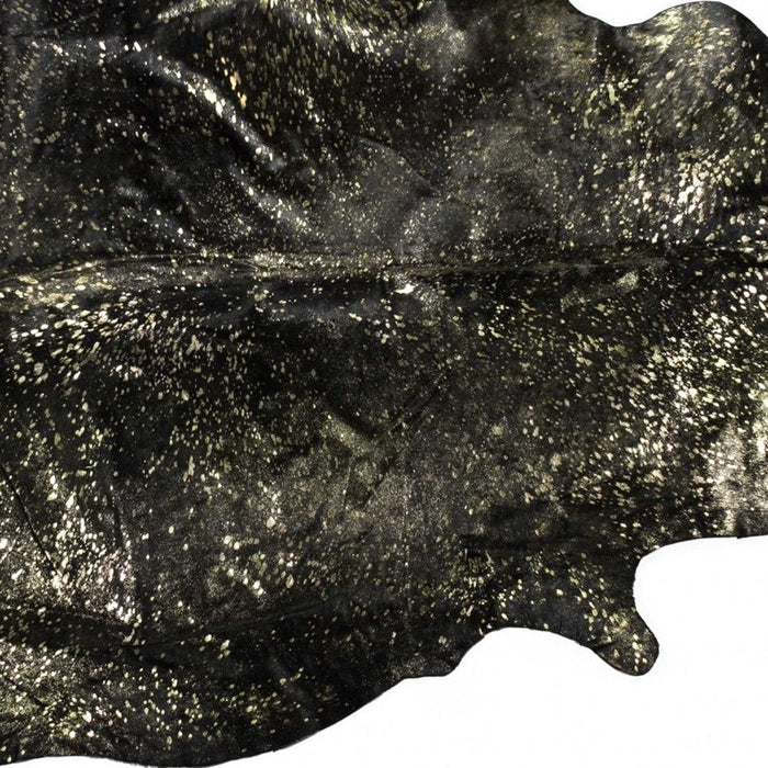 60" x 84" Cowhide - Area Rug - Chocolate And Gold