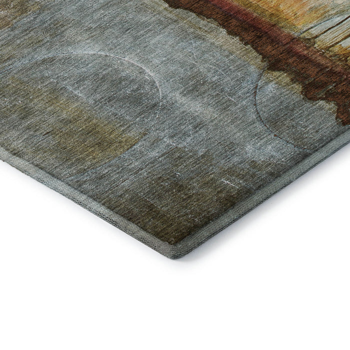 10' X 14' Abstract Washable Area Rug With UV Protection (716731) - Rust / Beige