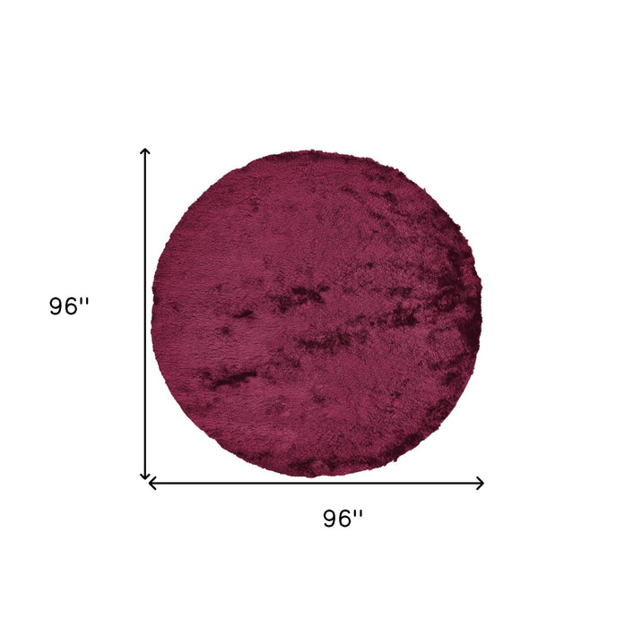8' Round Shag Tufted Handmade Area Rug - Red And Purple