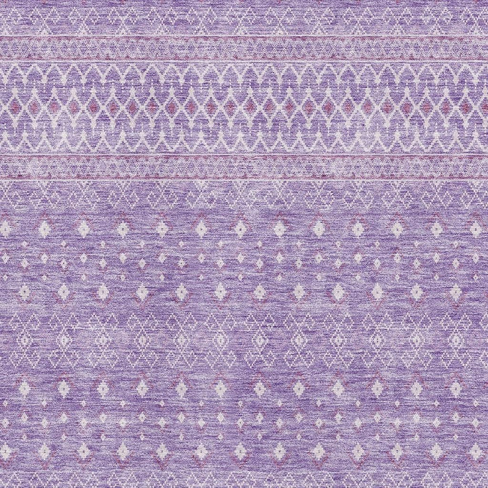 9' X 12' Tribal Washable Area Rug With UV Protection (657178) - Lavender / Ivory