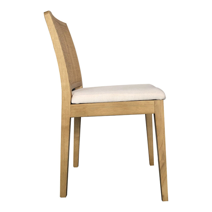 Upholstered Fabric Dining Side Chairs (Set of 2) - White / Natural