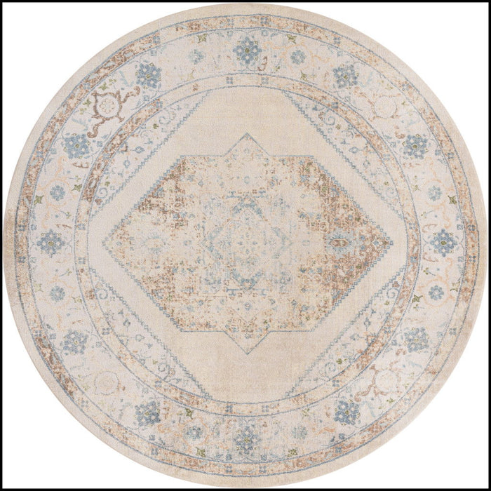 5' Floral Medallion Round Rug (554955) - Beige / Bronze