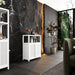 Giga white bamboo large capacity linen storage cabinet with shelves, ideal for bathroom or living room organization
