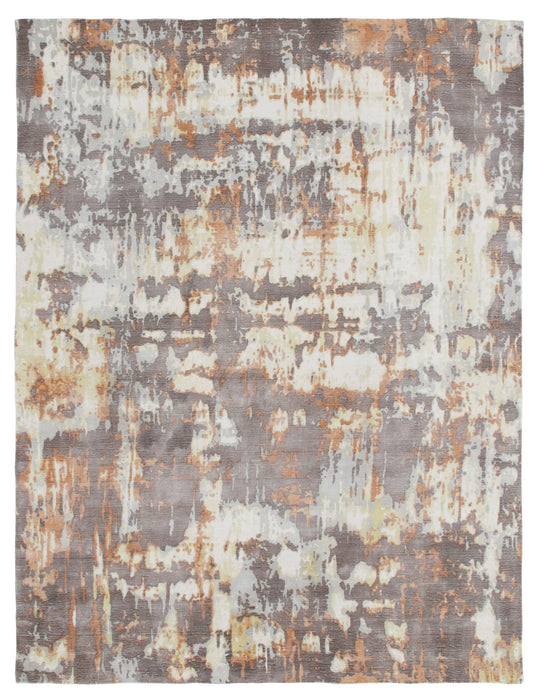 9' x 12' Abstract Wool Blend Hand Loomed Area Rug - Brown And Tan