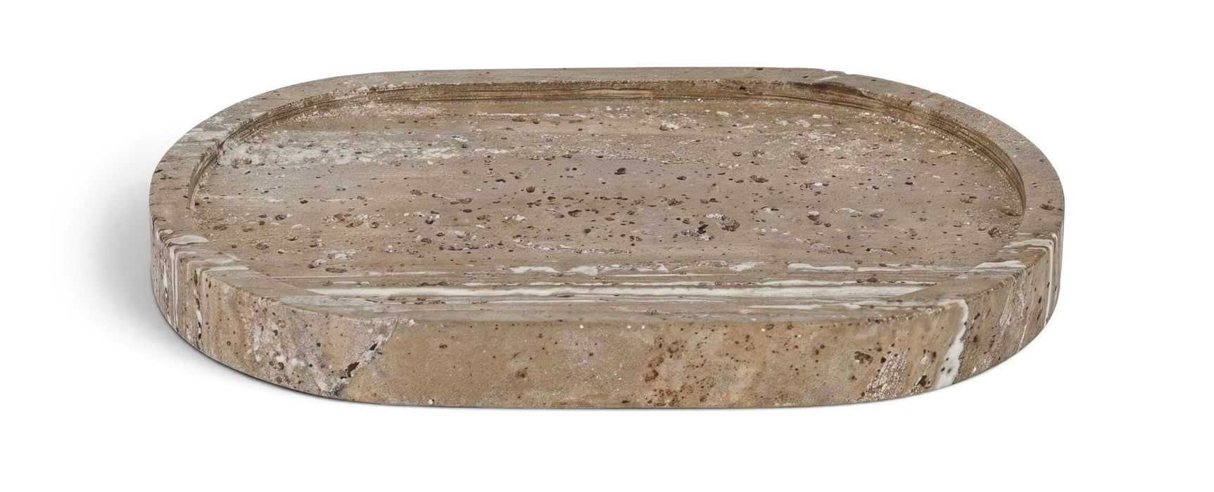 Ophelia travertine tray by Meridian Furniture, featuring a rectangular design with natural stone finish and elegant edges.