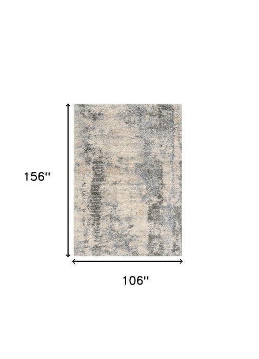 9' x 13' Machine Woven Abstract Indoor Area Rug - Ivory Blue