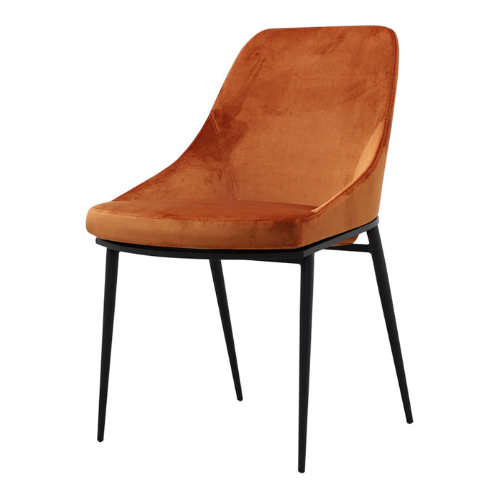 Upholstered Velvet Dining Side Chairs (Set of 2) - Amber / Black