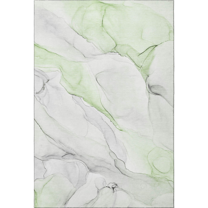 9' X 12' Abstract Washable Area Rug With UV Protection (647145) - Green / Ivory