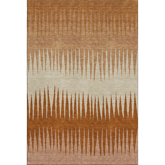 10' X 14' Striped Washable Area Rug With UV Protection (670381) - Copper / Beige