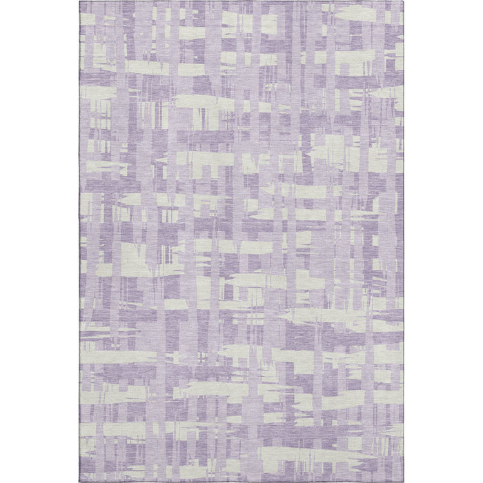 10' X 14' Striped Washable Area Rug With UV Protection (705689) - Lavender / Ivory