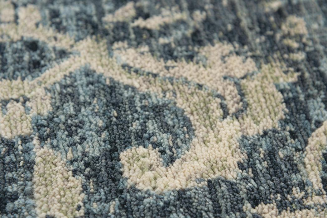 8' X 10' Wool Oriental Hand Carved Handmade Area Rug (747996) - Blue / Gray / Ivory