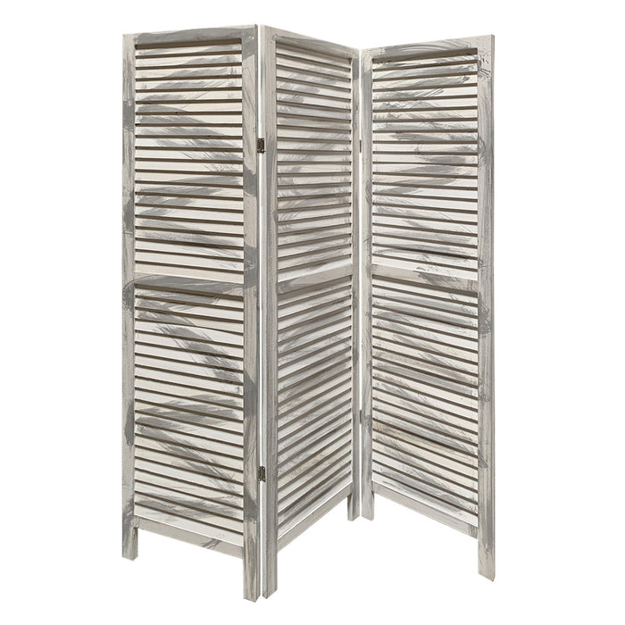 Folding Three Panel Screen Room Divider - Gray