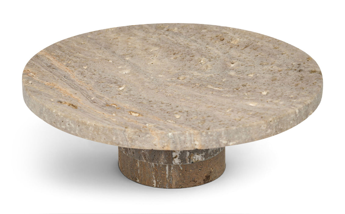 Meridian Furniture Ralston genuine travertine tray with a sleek rectangular design, perfect for serving or decorative display.