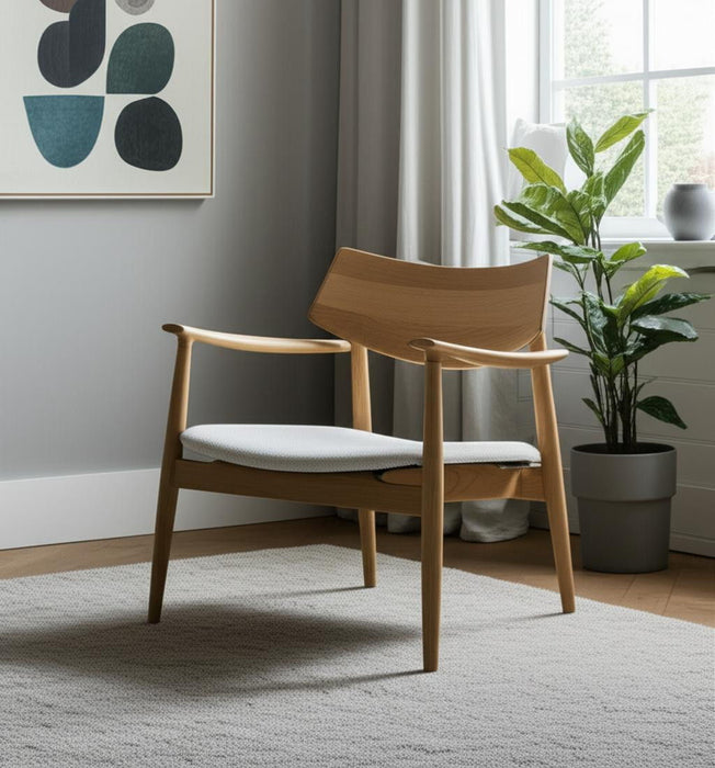 27" Upholstery Solid Wood Arm Chair - Cream