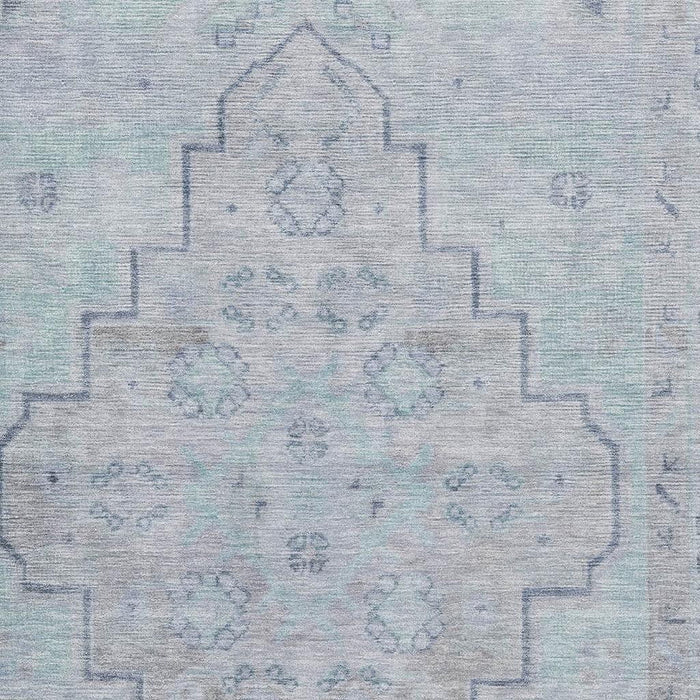 10' X 14' Medallion Washable Area Rug With UV Protection (708067) - Gray / Teal
