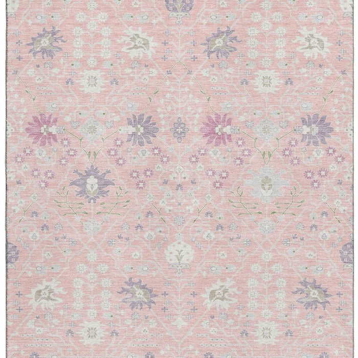 10' X 14' Oriental Washable Area Rug With UV Protection (679228) - Pink / Silver / Lavender