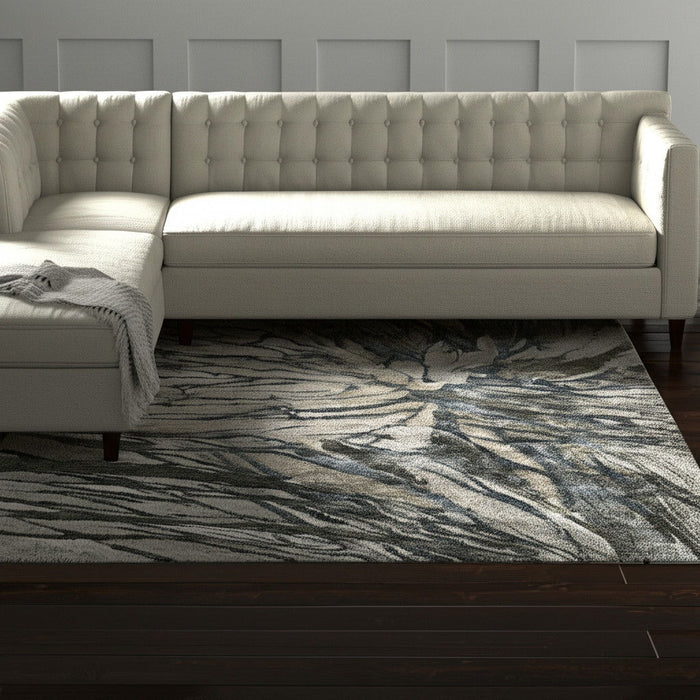 8' X 10' Abstract Area Rug - Gray / Ivory