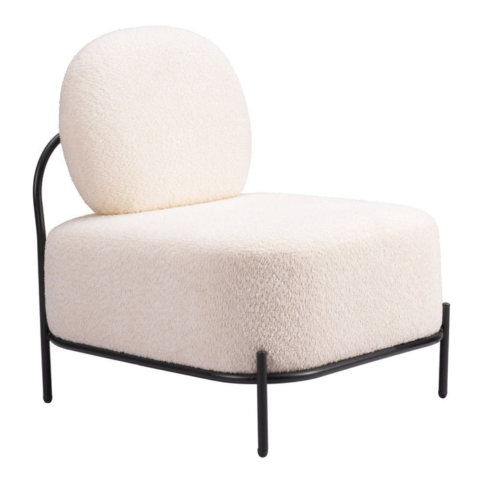 27" Modern Sherpa And Upholstered Side Chair - Vanilla