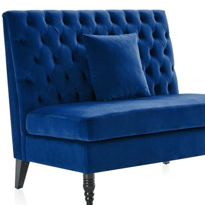 Velvet Loveseat - Navy Blue / Black
