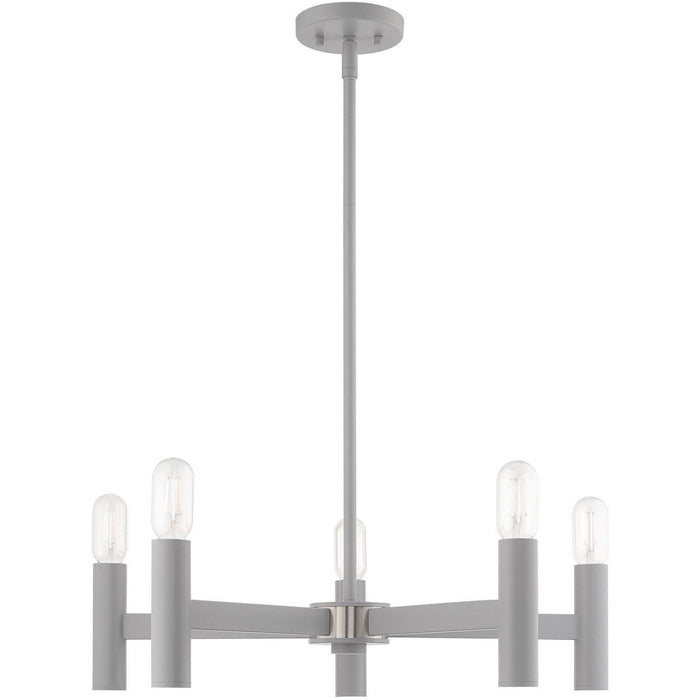 19" Five Light Dimmable Chandelier With Shades - Gray