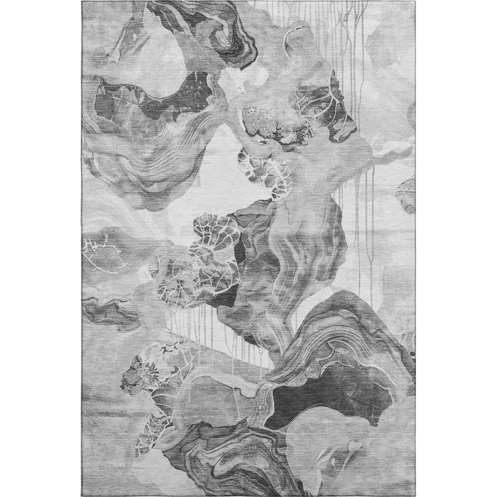 10' X 14' Abstract Washable Area Rug With UV Protection (697332) - Gray / Silver / Charcoal