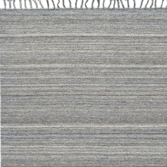 9' X 12' Wool Striped Hand Woven Area Rug With Fringe (565853) - Gray