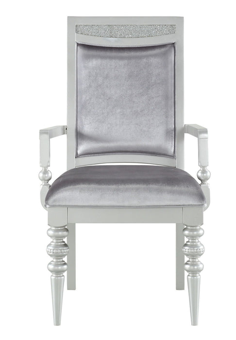 Upholstered Fabric Dining Arm Chairs (Set of 2) - Platinum