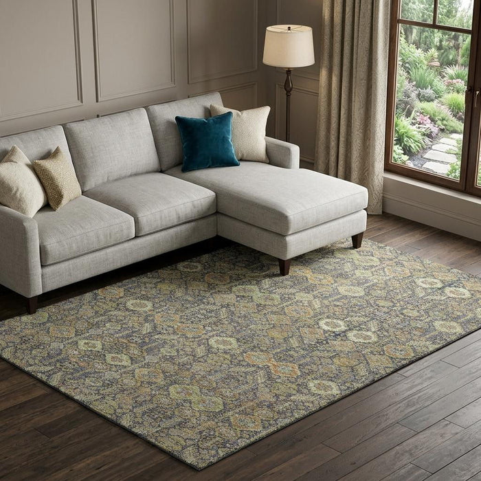 9' X 12' Tribal Washable Area Rug With UV Protection (649887) - Rust / Green / Gray