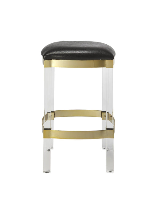 Acrylic Backless Counter Height Bar Chair - Brown / Clear