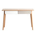 Giga large white and gray computer desk with two drawers and gap design, modern simple style for home office use