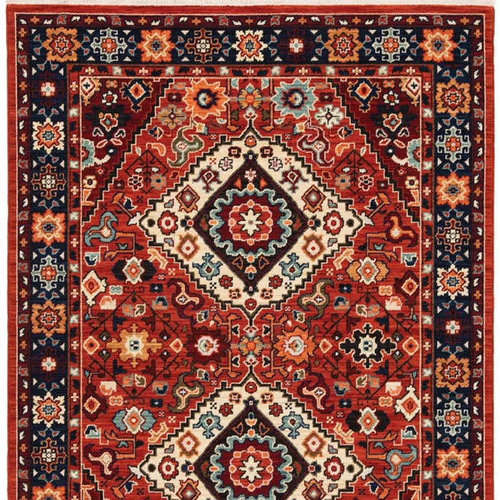 7' x 10' Machine Woven Oriental Indoor Area Rug - Red Blue
