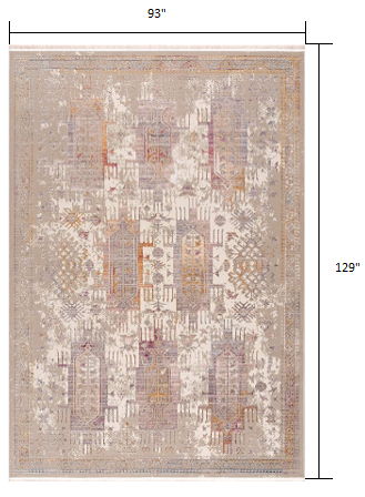 8' x 11' Medallion Non Skid Area Rug - Beige And Ivory