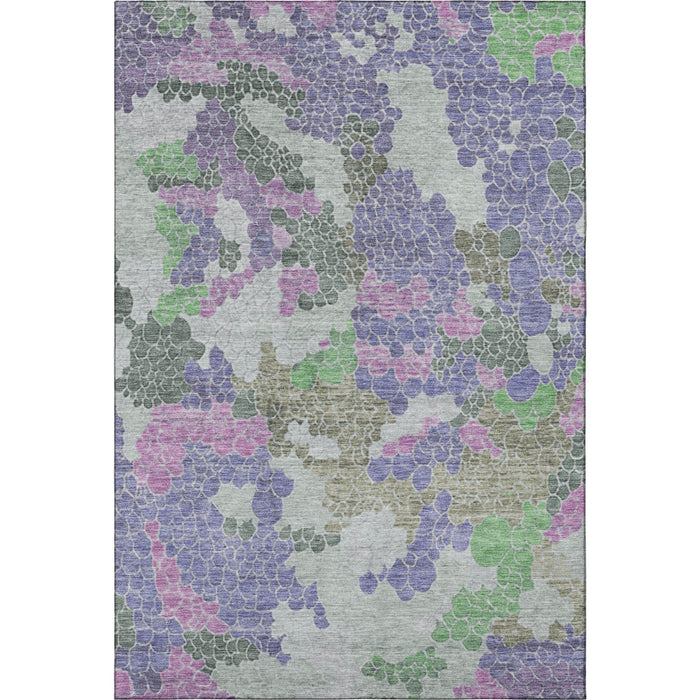 10' X 14' Geometric Washable Area Rug With UV Protection (707707) - Purple / Gray / Green