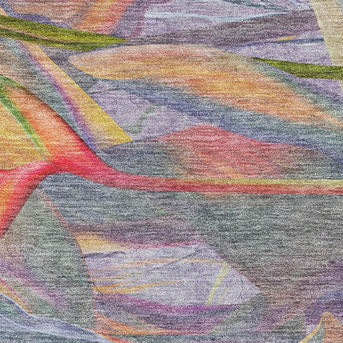 8' X 10' Geometric Washable Area Rug With UV Protection (646389) - Rainbow / Ivory