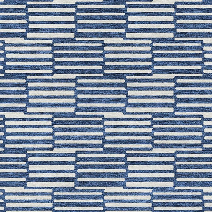 10' X 14' Abstract Geometric Washable Area Rug With UV Protection (673001) - Navy Blue / Silver