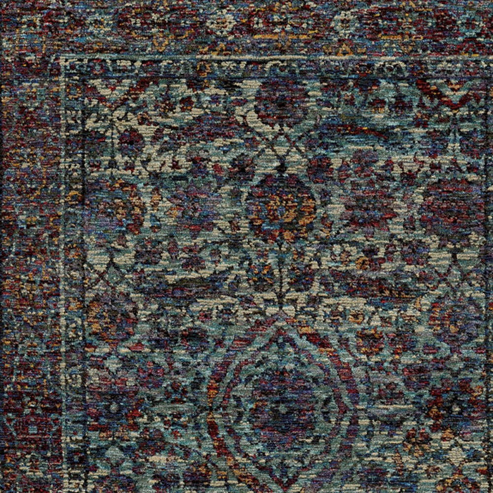 10' x 13' Oriental Power Loom Area Rug - Dark Blu